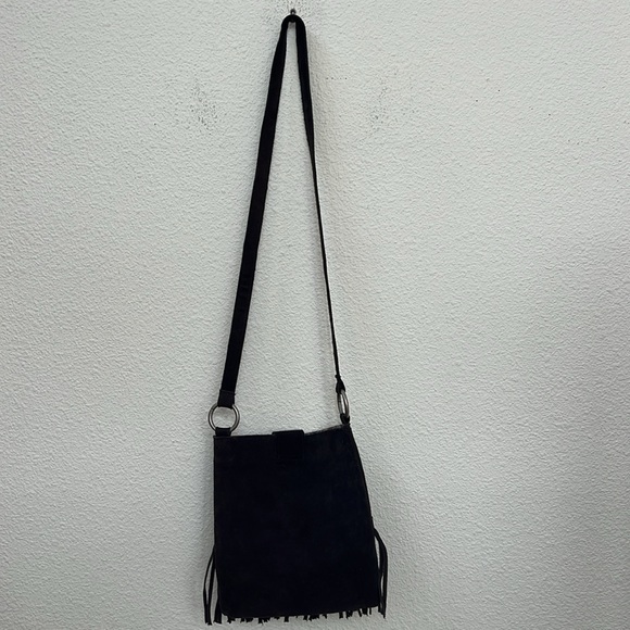 Vintage 1970s Chocolate Brown Suede Boho Crossbody Bag - Picture 3 of 6